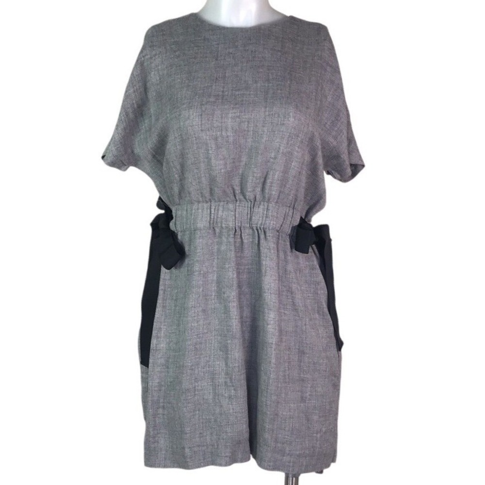 Zara Gray Midi Dress with Black Side Ties